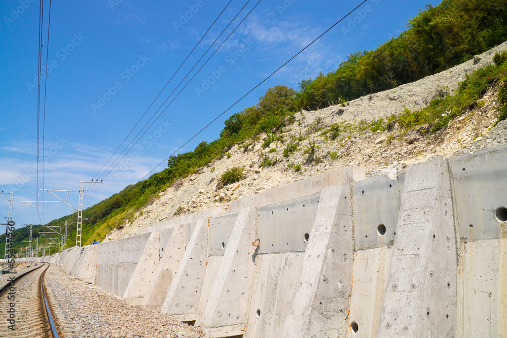 Fototapeta premium Strengthening hillside above railway