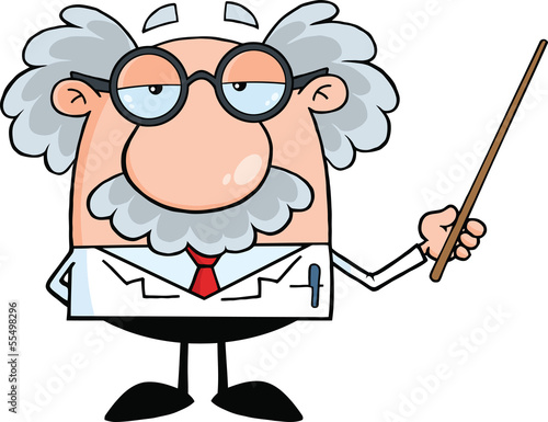 Funny Scientist Or Professor Holding A Pointer