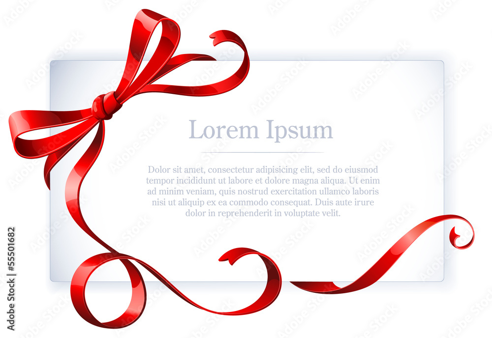 Greeting card with red ribbon and bow. Vector. Greeting card with red ribbon and bow. Vector.