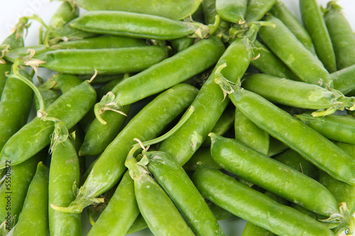 Sweet green peas close-up