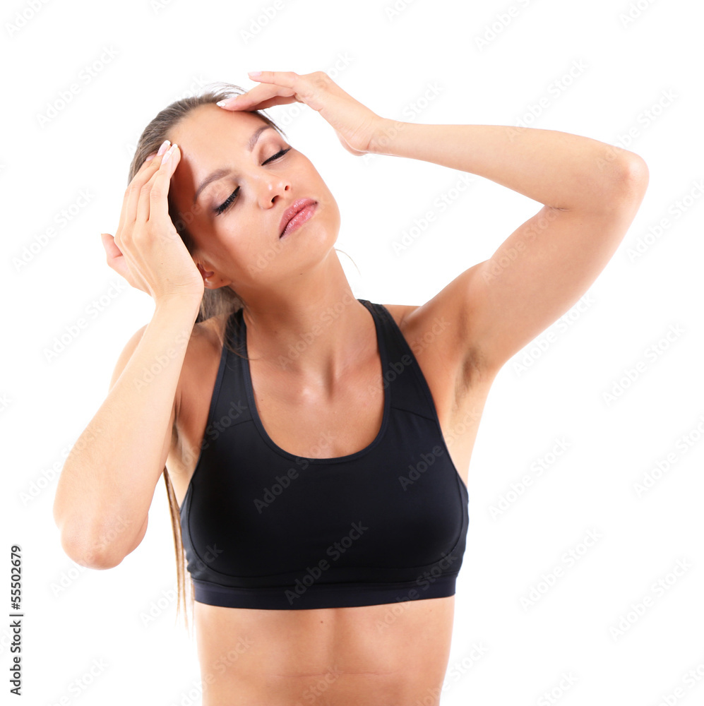 Headache of girl isolated on white Headache of girl isolated on white