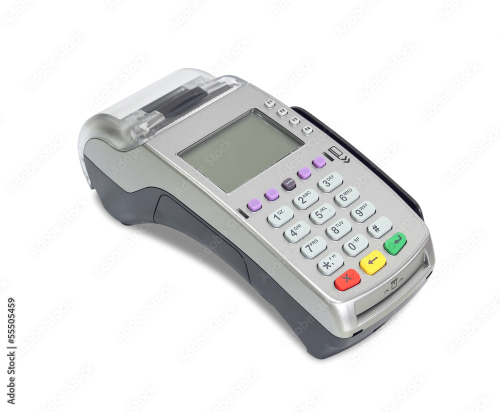Credit card machine (with clipping path) isolated on white backg Credit card machine (with clipping path) isolated on white backg