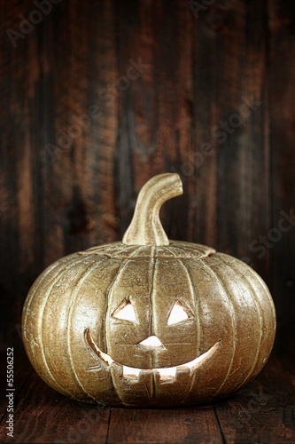 Halloween Pumpkin on Wood Grunge Rustick Background