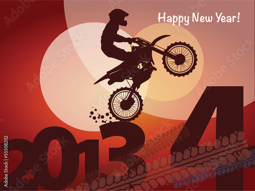 New year motocross race, vector illustration