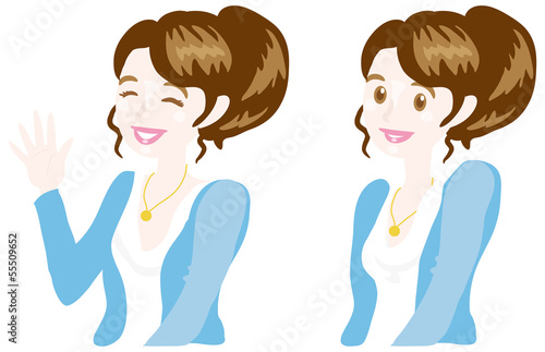 カーディガンの女性