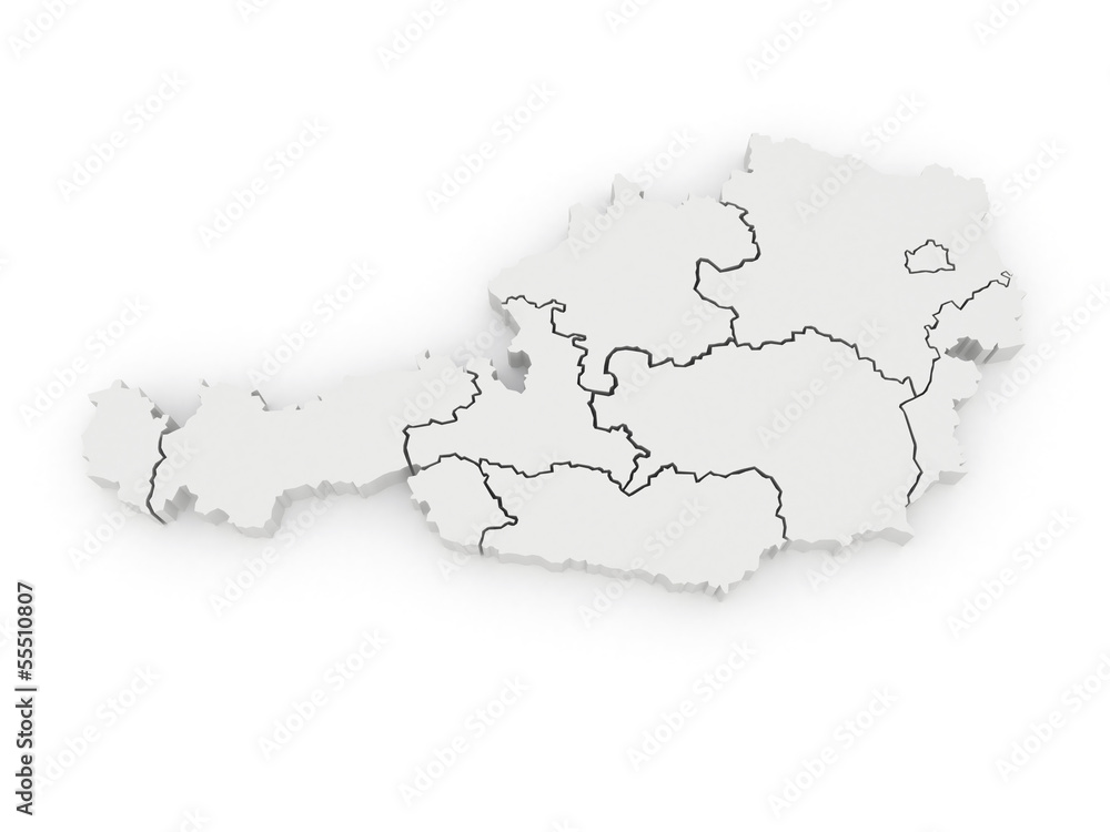 Three-dimensional map of Austria. Three-dimensional map of Austria.