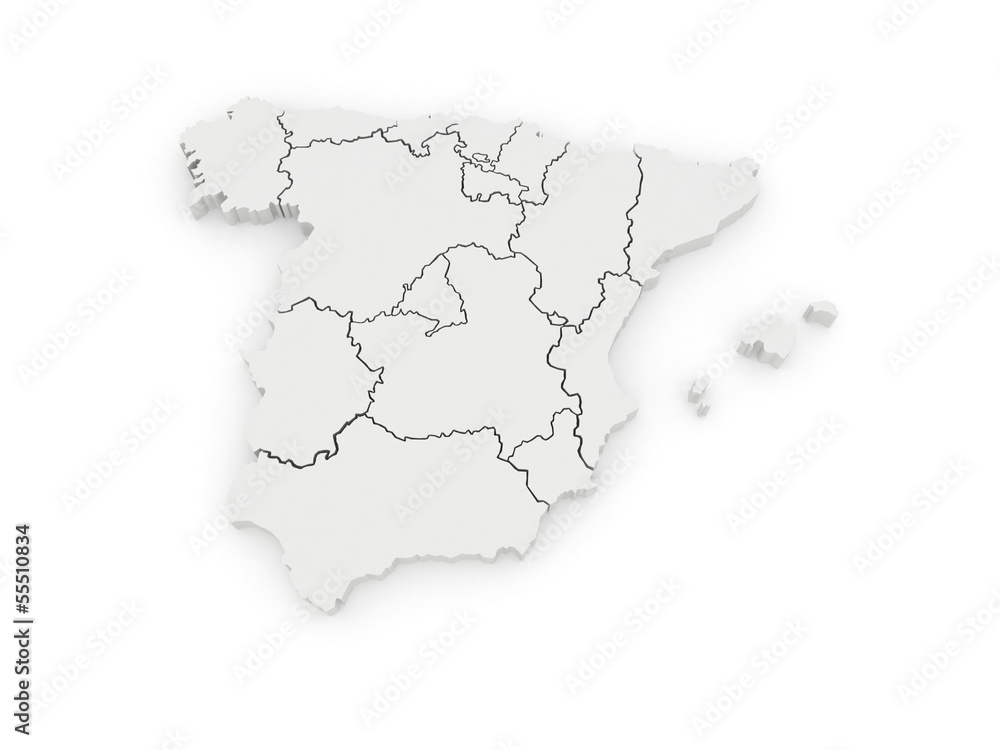 Obraz premium Three-dimensional map of Spain.