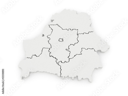 Three-dimensional map of Belarus.