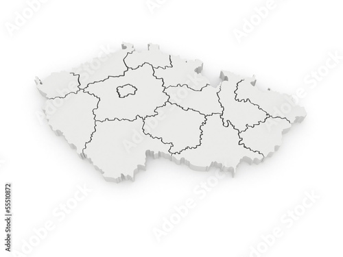 Three-dimensional map of Czech.