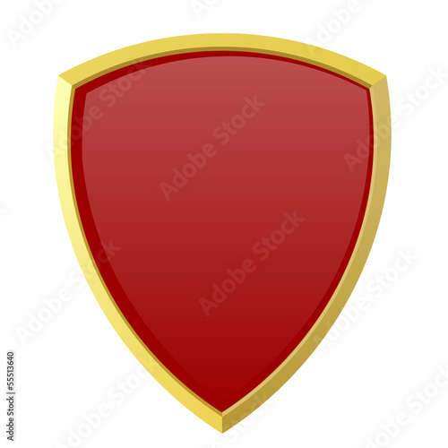 Red shield on white background