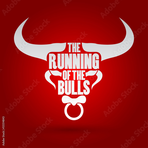 Running of the Bulls festival, vector illustration.