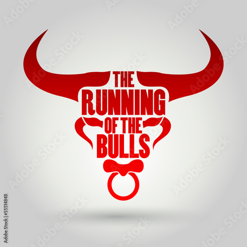Running of the Bulls festival, vector illustration.