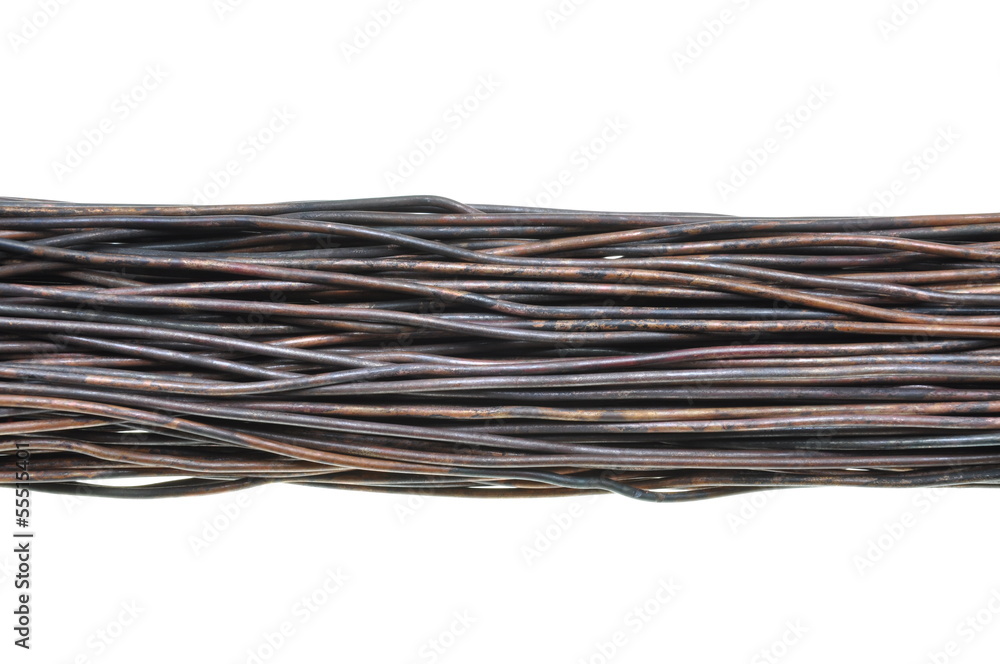 Old copper wire isolated on white background Old copper wire isolated on white background
