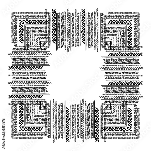 Frame with ethnic handmade ornament for your design