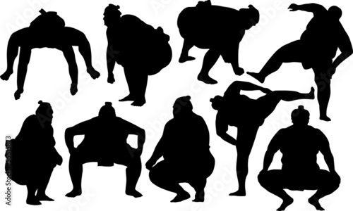 Sumo wrestlers silhouette