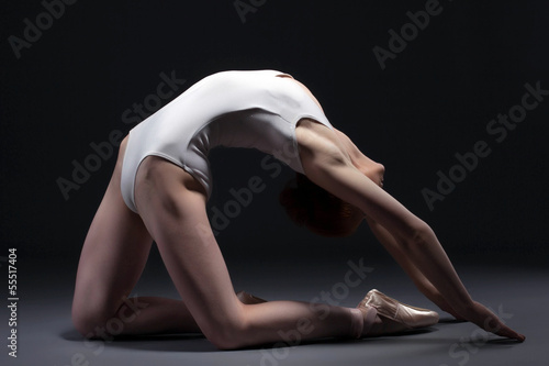 Portrait of graceful ballerina posing in studio photo