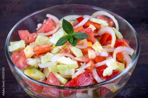 Fresh vegetable salad on plate