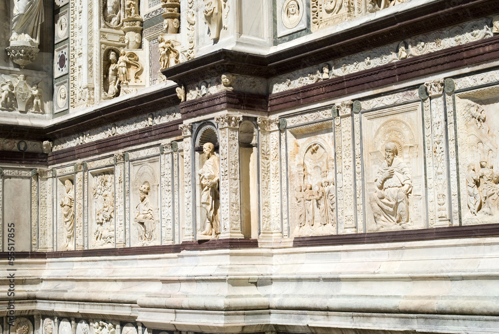 Detail of Renaissance facade of the Certosa di Pavia, Italy