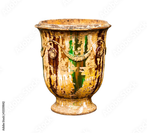 old urn vase on a white background
