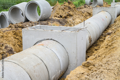 Wallpaper Mural Concrete drainage pipe and manhole under construction Torontodigital.ca