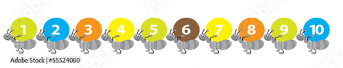 Obraz na płótnie happy ants with numbers- vector illustration w salonie