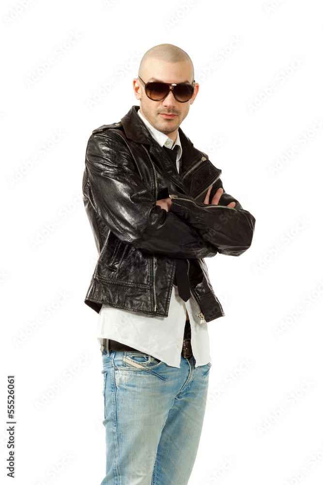 portrait of man with black leather jacket, portrait of man with black leather jacket,