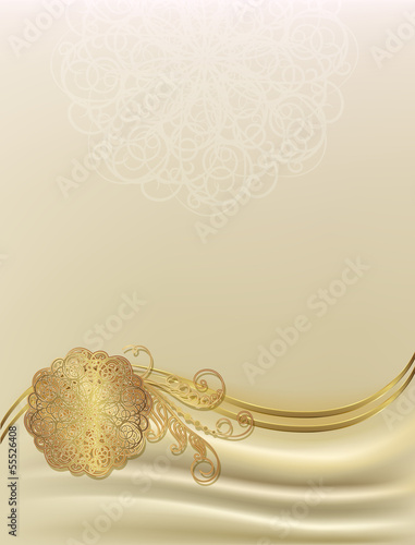 Vector beige background with a gold monogram, can be used as a c