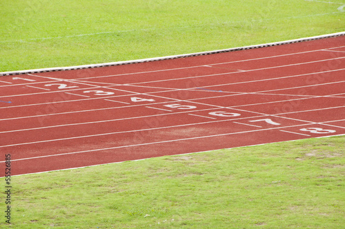 Running race track in public national stadium.