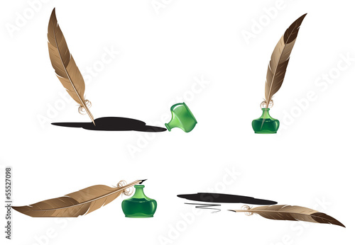 Feathers and inkwells