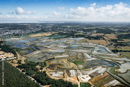 Marais Salants de Guérande , La Turballe vue du ciel photo