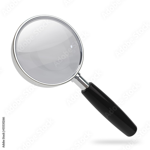 Magnifying glass with chrome rim isolated