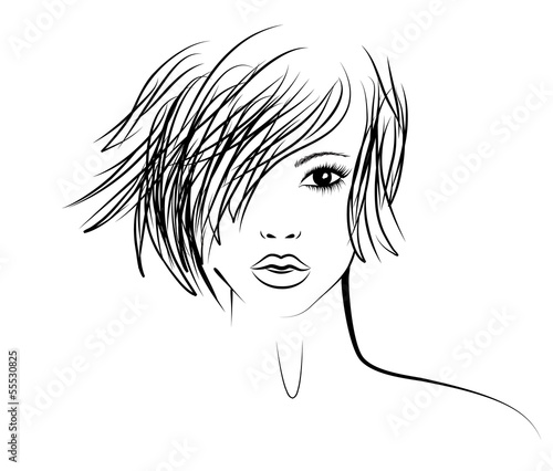 girl with a fashionable hairstyle, fashion illustration
