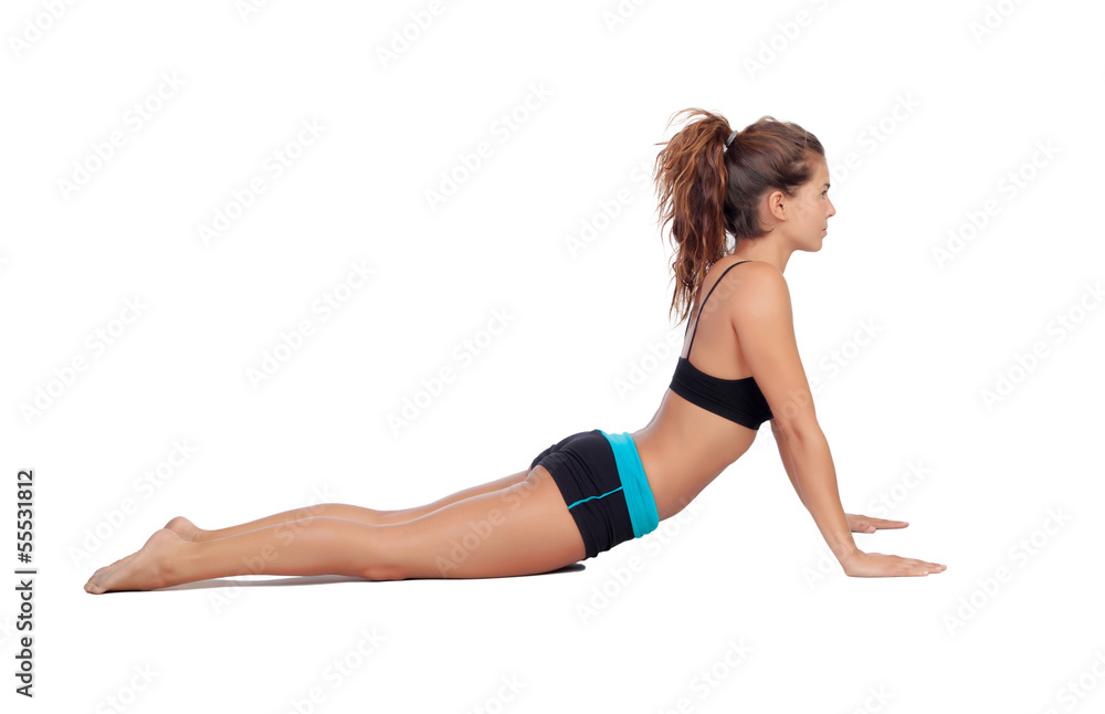 Attractive woman doing pilates exercises Attractive woman doing pilates exercises