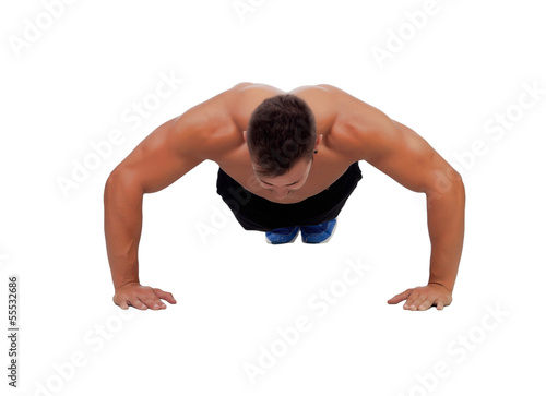 Muscular man doing pushups