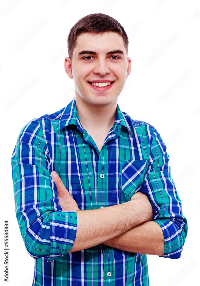 Handsome guy with crossed arms over white Handsome guy with crossed arms over white