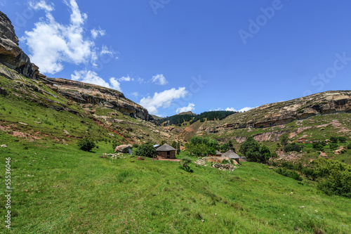 Hut in Lesotho Landscape