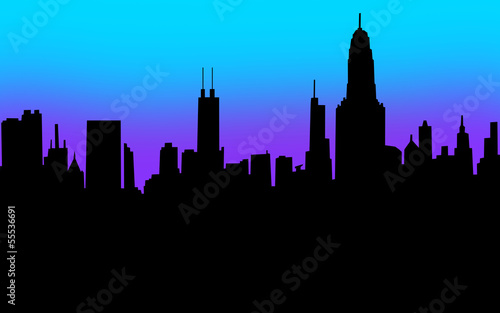 City Skyline Silhouette Black Blank Copy Space Your Message