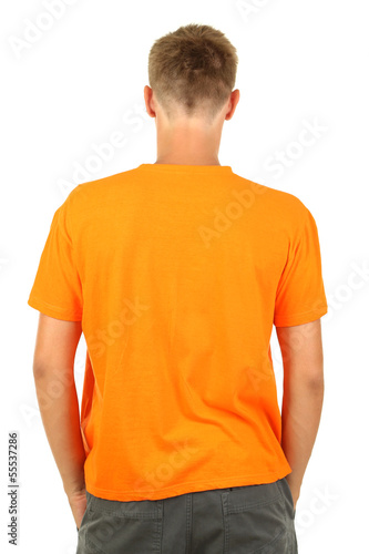 T-shirt on young man isolat...