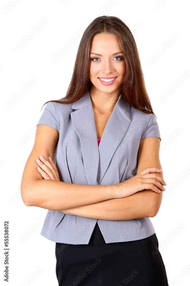 Young beautiful business woman isolated on white Young beautiful business woman isolated on white