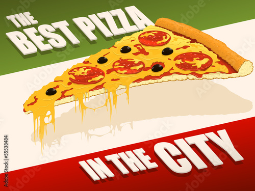 Best pizza in city. Vector illustration.