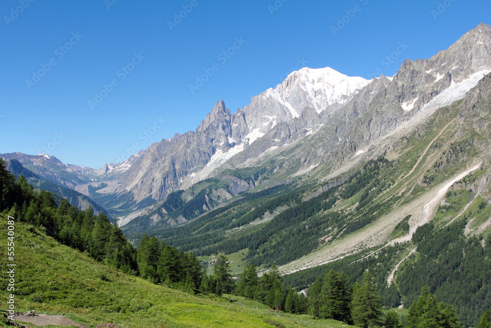 Mont Blanc and Ferret Valley landscape
