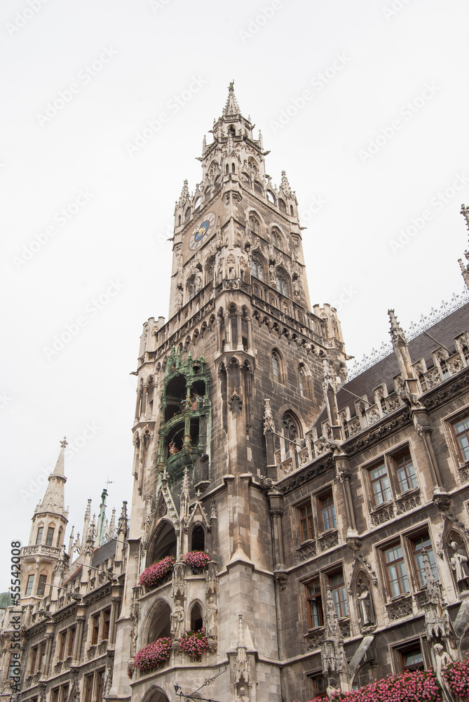 Fototapeta premium The Front of Old Rathaus in Marien Platz. Munich