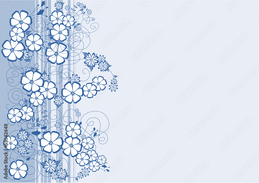 Illustration of abstract blue flowers with background Illustration of abstract blue flowers with background