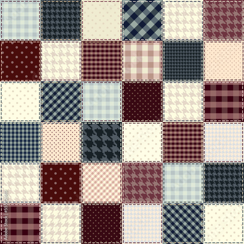 Quilting design in chess order. Seamless background texture.
