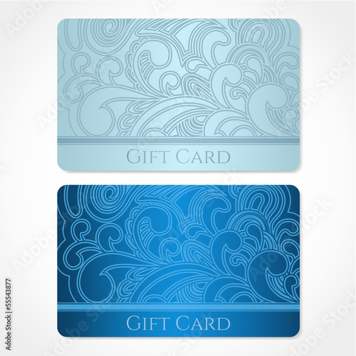 Blue Gift / Discount / Business card template. Pattern