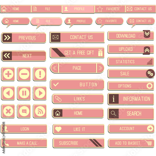 Collection of paper web buttons for your site