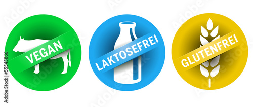 Symbol Glutenfrei, Vegan, Laktosefrei vektor