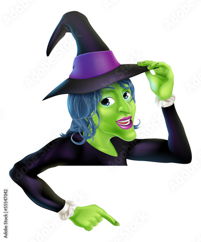 Halloween witch pointing