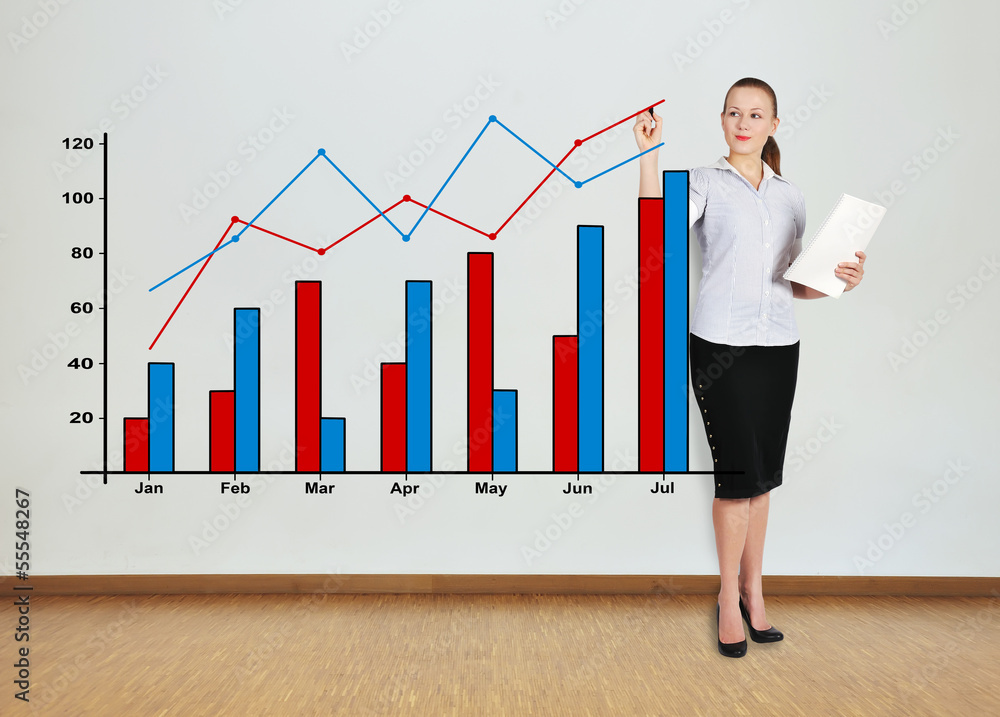 woman drawing pie graph woman drawing pie graph