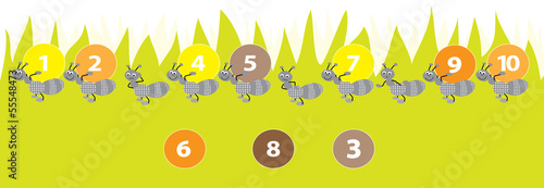 ants with numbers 1-10 for kids vector illustration